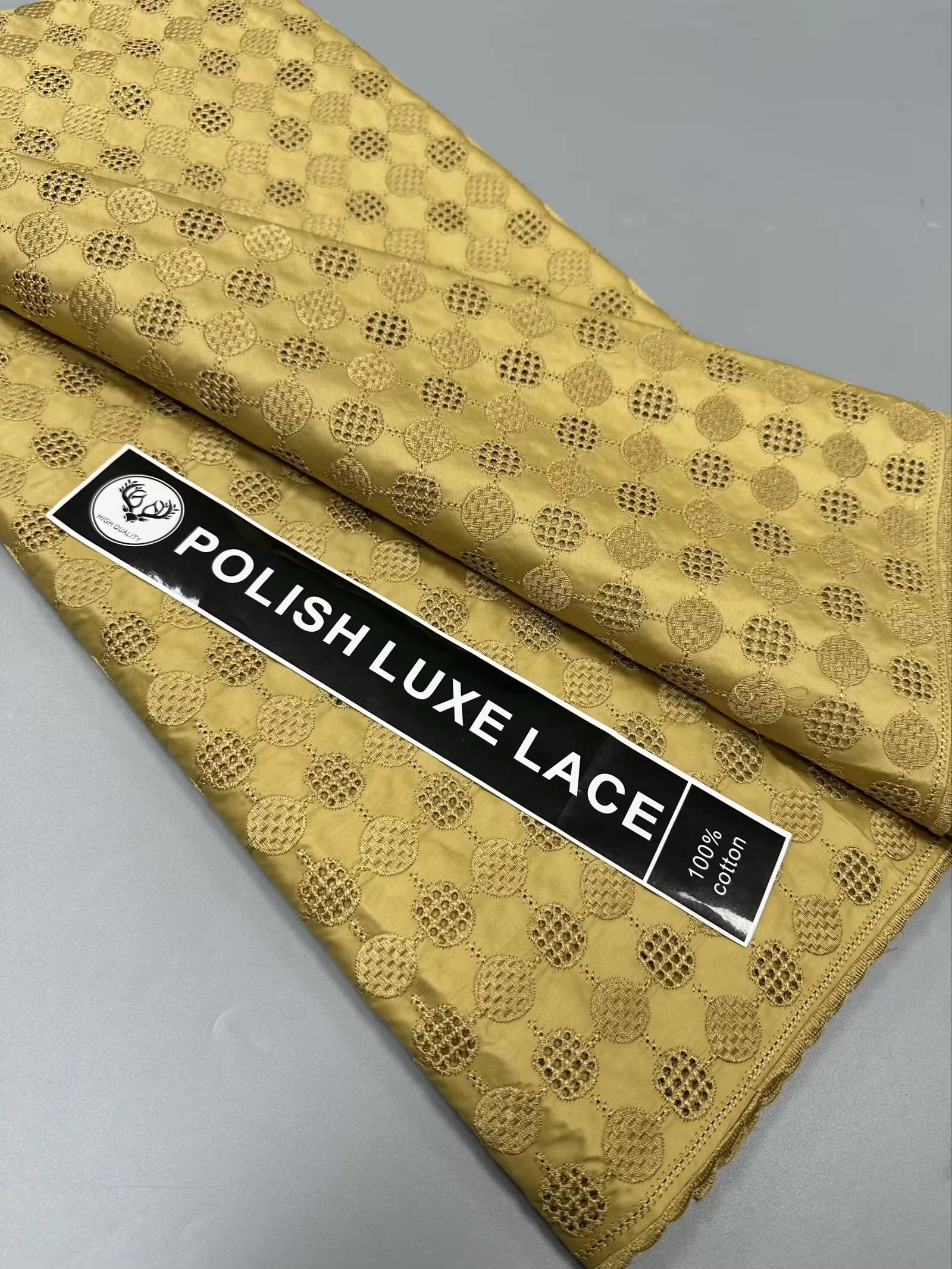 

Eyelet Egyptian Baby Swiss Voile and Polish 100% Skin Cotton Embroidered African Dry Fabric 5 yards Pack With Headscarf