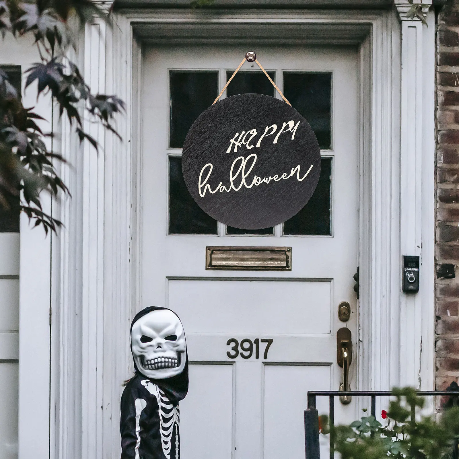 

Creative Halloween Door Sign Wood Hanging Decoration Hemp Rope for Home Party Store Bar 128 Characters