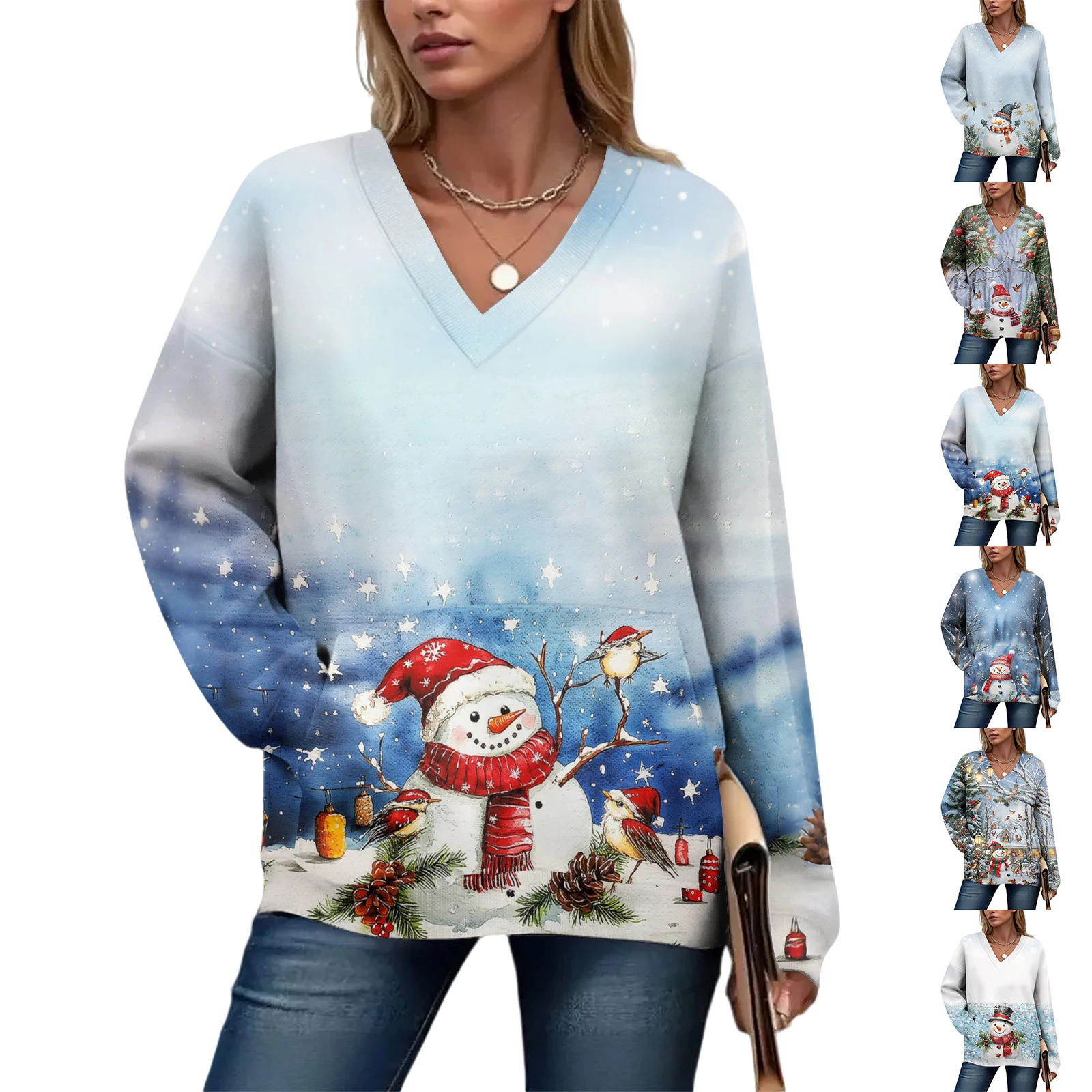 Christmas Women'S Hooded Sweatshirt Pullover Long-Sleeved Top Casual Fashion Print Home Clothes Daily Loose Comfortable