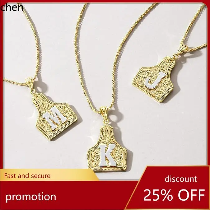 

YFY copper-plated real gold 26-letter irregular pendant necklace in cowboy style jewelry accessory