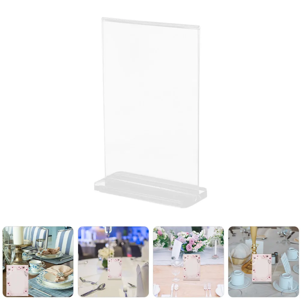 4Pcs Sleek Transparent Acrylic Sign Display Stand Adaptable Tabletop Holder for Documents Photo Frame Place Cards Menu Board