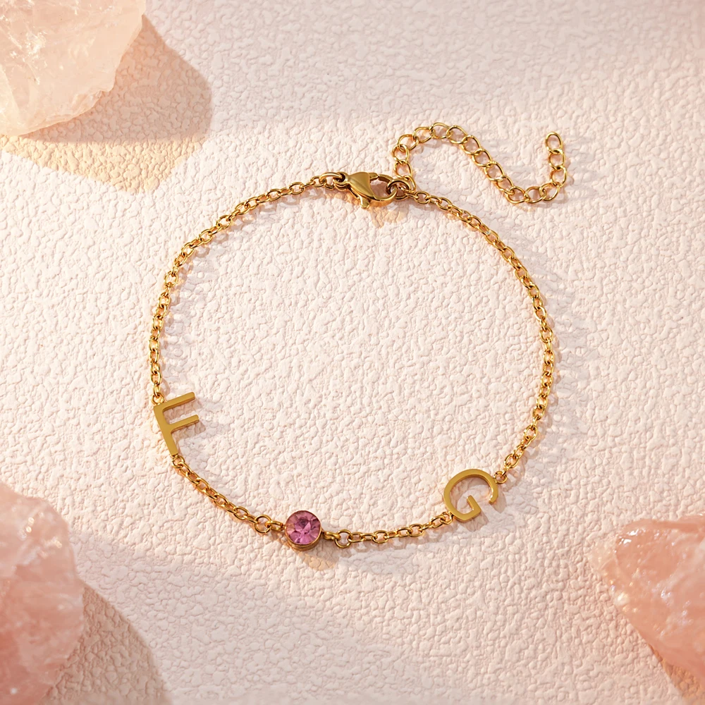 مخصص الأولي رسالة سوار للنساء الفولاذ المقاوم للصدأ A-Z الأبجدية أساور شخصية مجوهرات هدية عيد الميلاد