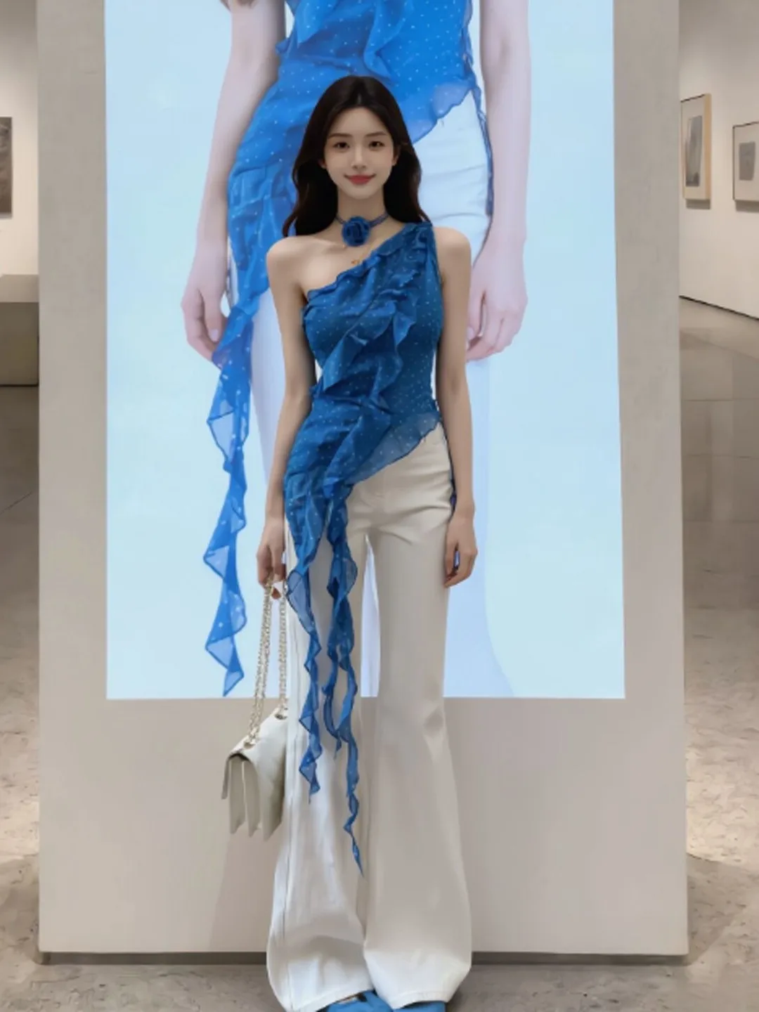 

Unique Design Off-Shoulder Denim Two-Piece Set Youthful Summer Fashion Casual Comfortable Cotton Blend No-Sleeve Top