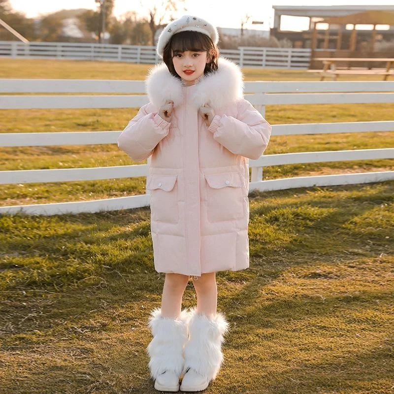 

Girls Down Coat Overcoat Jacket Windbreak Outerwear 2024 Violet Thicken Winter Warm High Quality Christmas Gift Children's Cloth