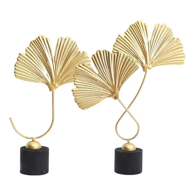 NordicGold Ginkgo Leaf Crafts Leaves Sculpture Luxury Living Room Decor Home Decoration Accessories Office Desktop Ornaments