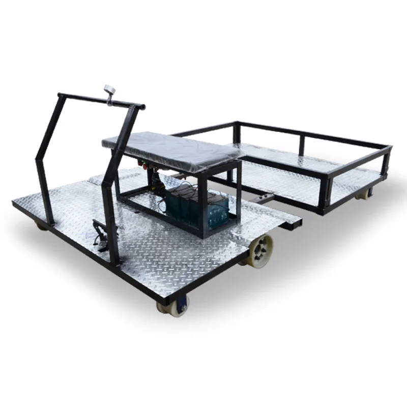Electric double-section rail car chassis, steering flat car, heavy-duty electric level rail maintenance vehicle chassis