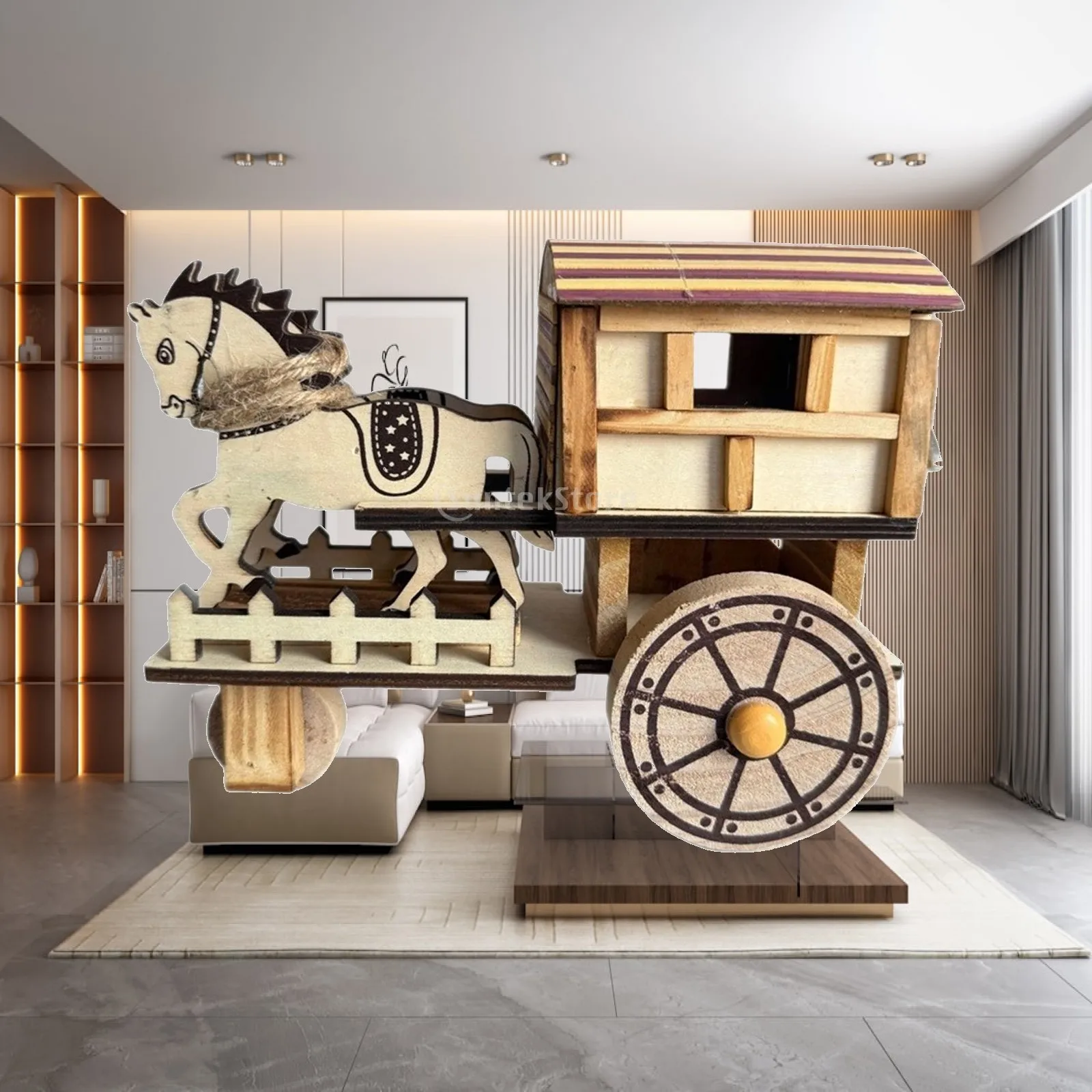 

3D Wooden Model Kits Home Decor Toy DIY Carriage 3D Wooden Model for Men Kids Ages 14 and up Good Gift Christmas