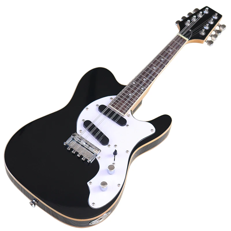 Multi 8 Strings Mandolin Electric Guitar 25 Inch Mini Travel Mandolin Guitar Black Color High Quality