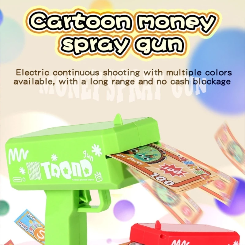 F19F Handheld Cash Sprayers Guns Charm Funny Money Dispenser for Game and Parties