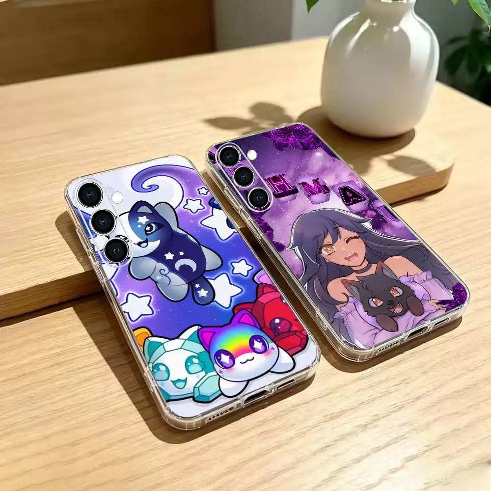 cute fluffball A-Aphmau M-Meow Phone Case Transparent Soft Case For Samsung A73,A72,A71,A70,A51,A52,A53