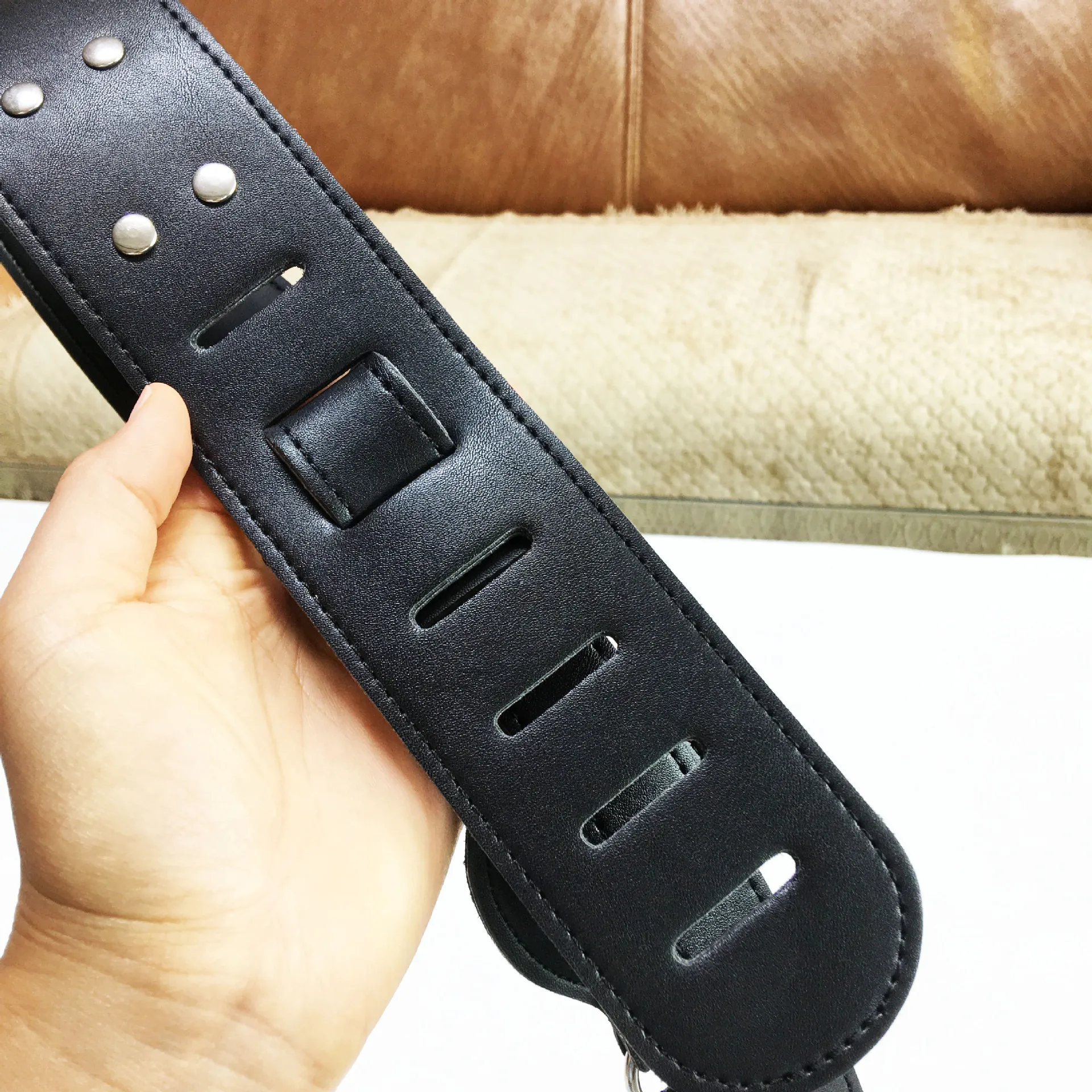 Adjustable Classical Ballad Bead Leather Guitar Strap Ethnic Style Soft Shoulder Belt for Acoustic Electric Folk Wood Bass