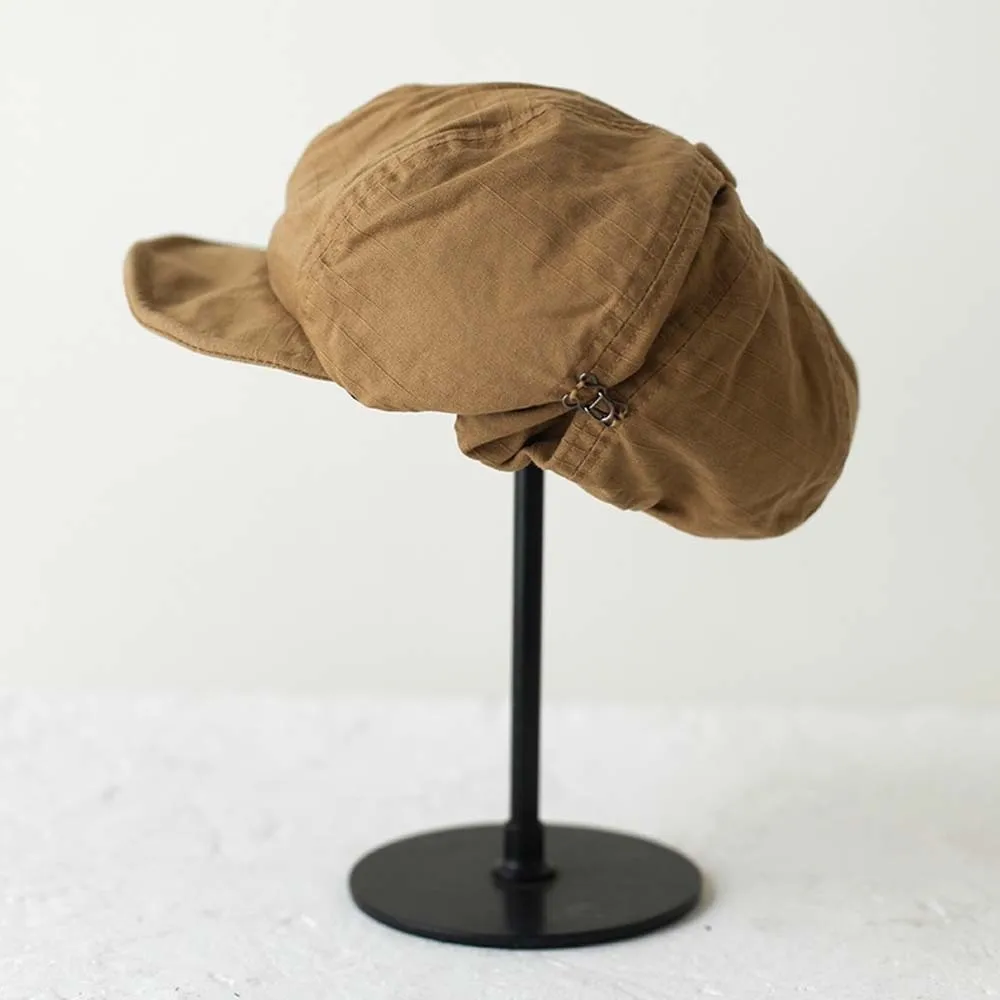 Asymmetric Cloud Beret Cap Street Style Big Head Circumference Retro Octagonal Hat Japanese Style Solid Color Women Artist Hat