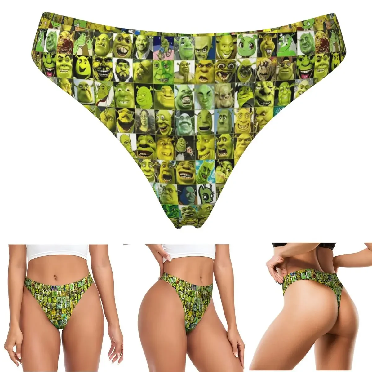 Maßgefertigte Shrek 2 G-String Slips Atmungsaktive Damen Stretch-Tangas Komfortable Unterwäsche