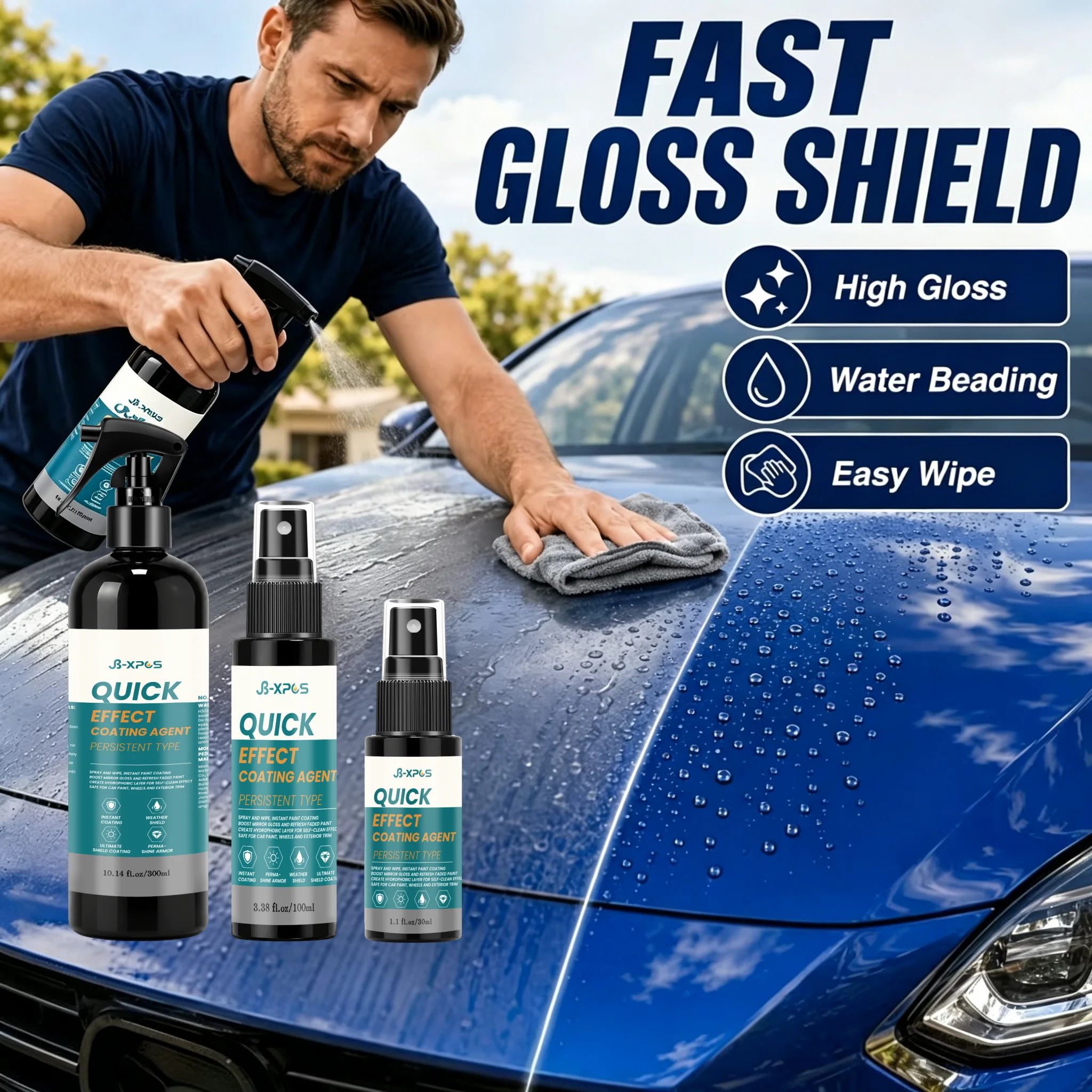 Quick Car Coating Agent, Boost Paint Gloss, Water‑Repellent Anti‑Dirt Protection For Car Exterior Paint YT0313
