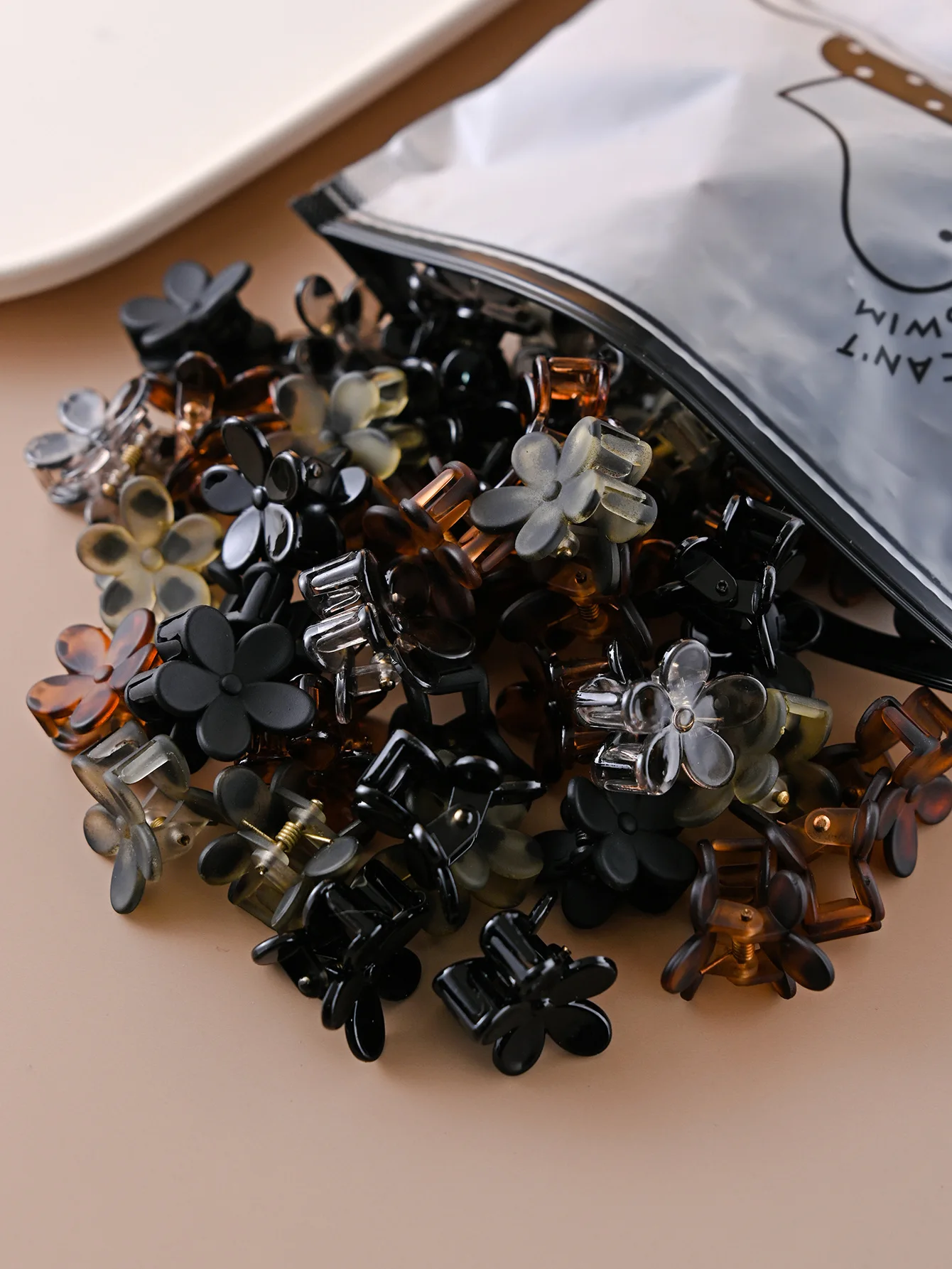 10pcs Vintage Leopard Print Mini Flower Hair Claw Clip Cartoons Sweet Colorful Side Bang Clip Hairpin Barrette Hair Accessories