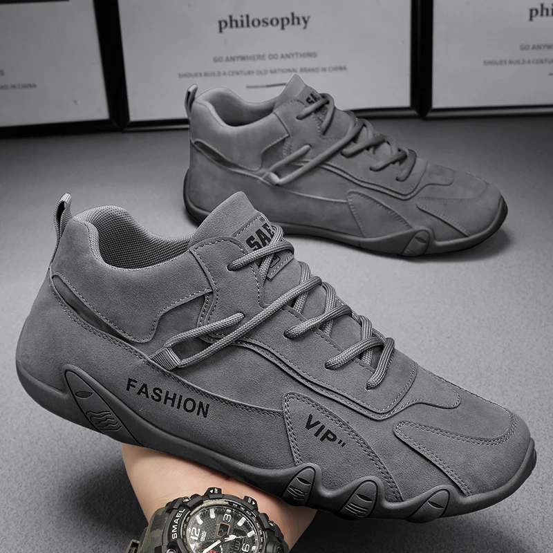 

2026 Spring Man Casual Sneakers Ankle Boots for Men Non Slip Khaki Work Mens Shoe Short Boots Loafers Lace Up Zapatillas Hombre