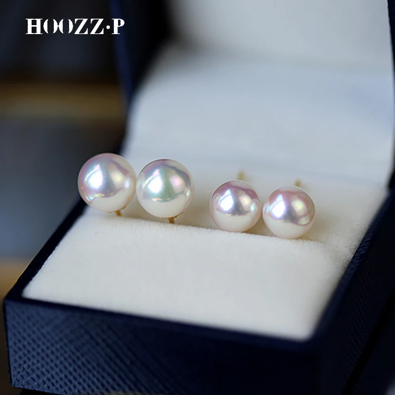 

HOOZZ.P Akoya Pearl Stud Earrings 6.5-7-7.5-8-8.5-9mm AAA Quality 14K Gold S925 Silver Real Japanese Sea Saltwater Fine Jewelry