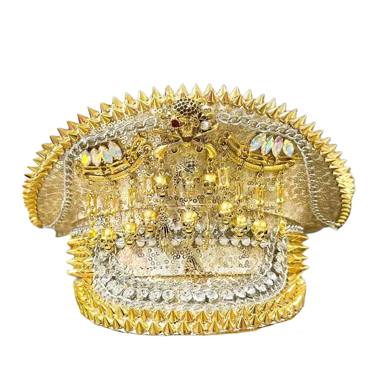 HongLuan Leopard Halloween Costume Hat, Captain Hats Rhinestone for Burning Man Festival Woman, Cosplay Female Accessories