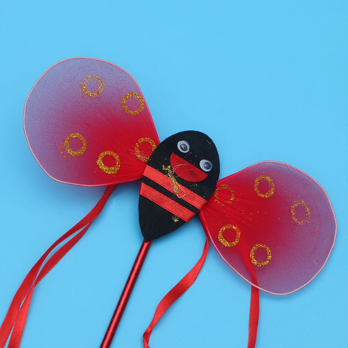 

4pcs 1 Set Tutu Skirt Insect Costume Set Party Stage Performance Outfit Wings Headband Stick Red Creative Novel Design