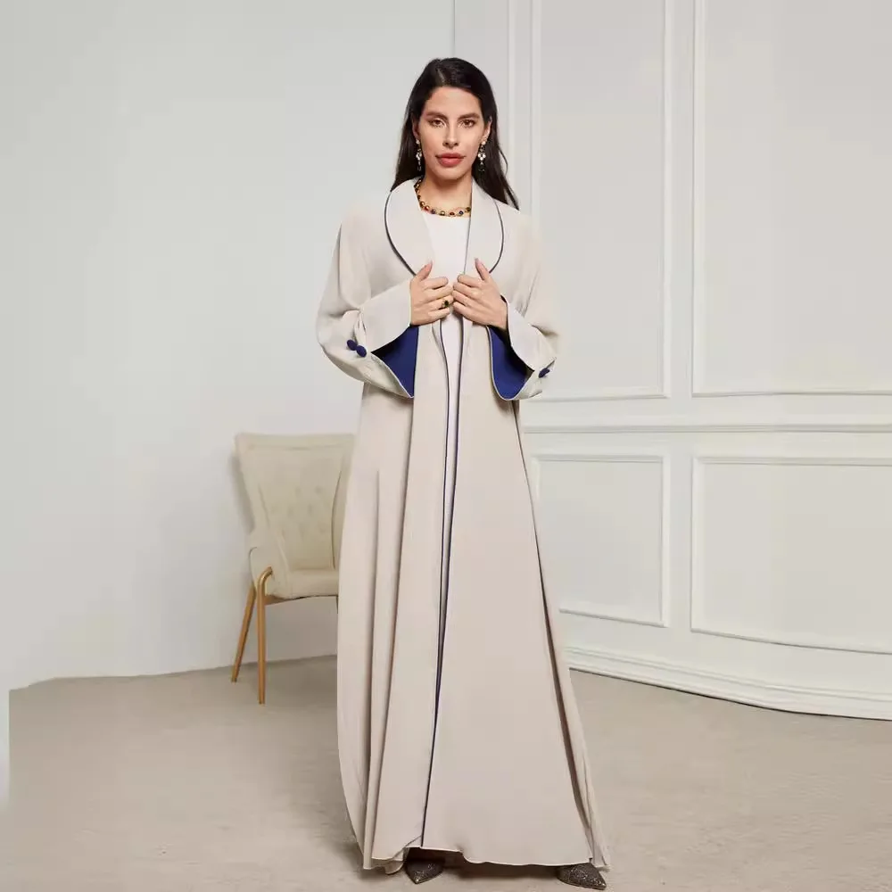 

202, мусульманский новый модный арабский женский элегантный свободный повседневный модный кардиган с отложным воротником, Абая, женская одежда Джалабия, пальто