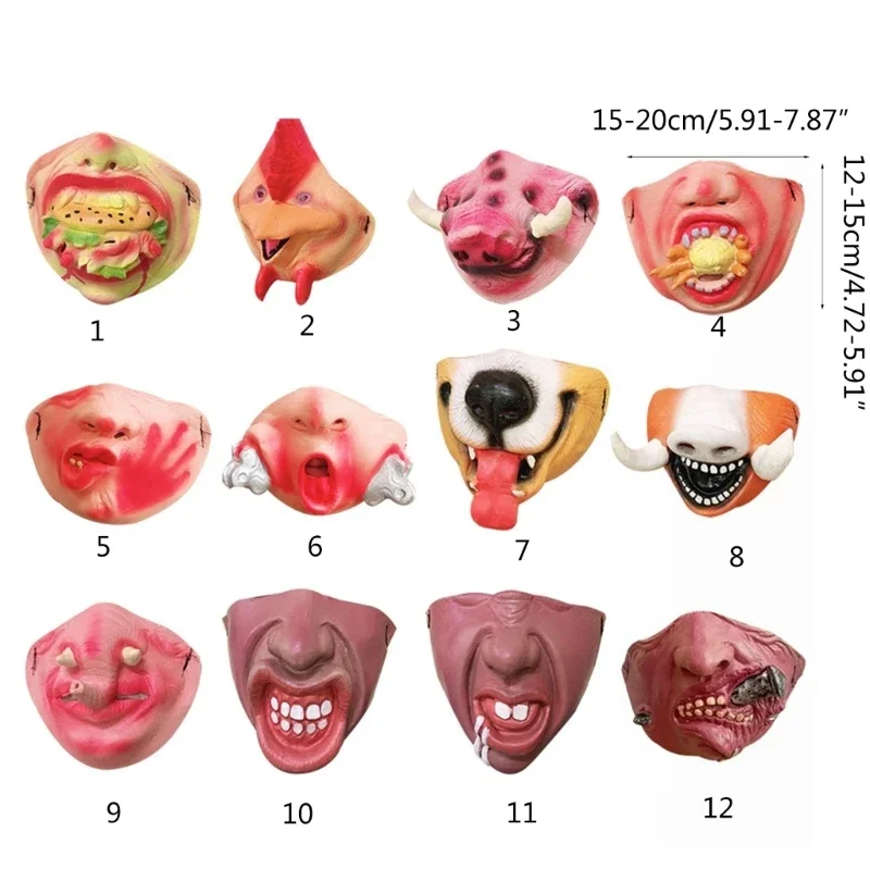 Funny Halloween Mask Latex Half Face Mask Prank Cosplay Party Props