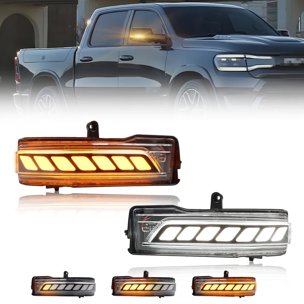 

2 шт. для 2019 2020 2021 2022 2023 Dodge RAM 1500, указатель поворота бокового зеркала с переключателем, динамический последовательный мигающий светодиод