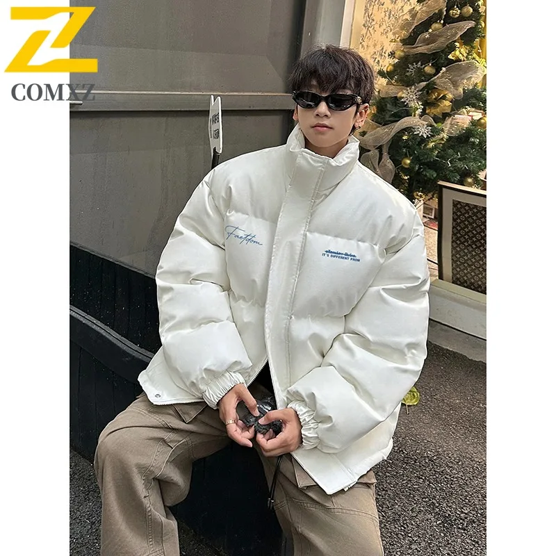 

COMXZ Мужская одежда на хлопковой подкладке, однотонная ветрозащитная теплая куртка с капюшоном для пеших прогулок, альпинизма, морозостойкая спортивная парка 2025