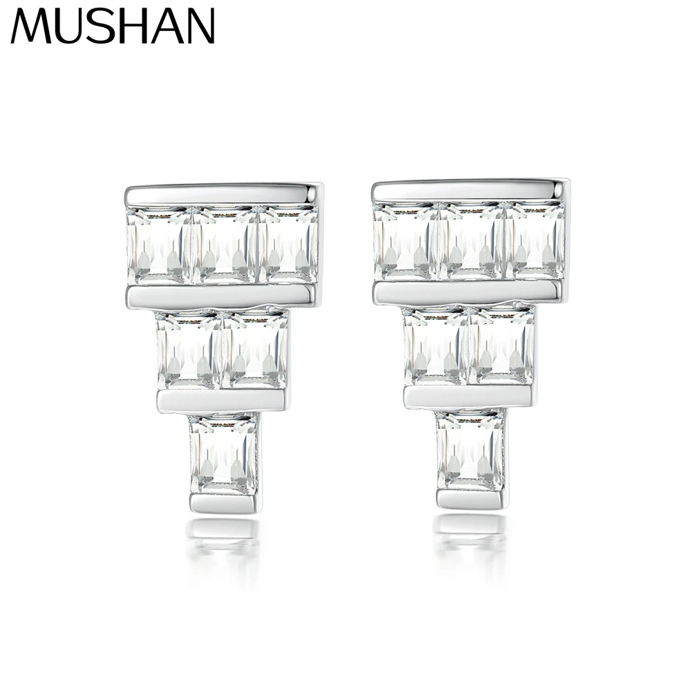 

MuShan Designer Jewelry 925 Sterling Silver Earrings Zircon 5A Dangle Wedding Ladies Real Gold Plated Fine Jewelry Earring