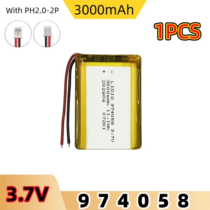 974058 3.7V 3000mAh Lipo Battery Lithium Polymer Batteries PH2P For Massage Meter GPS Navigator Aeromodelling Rechargeable Cell