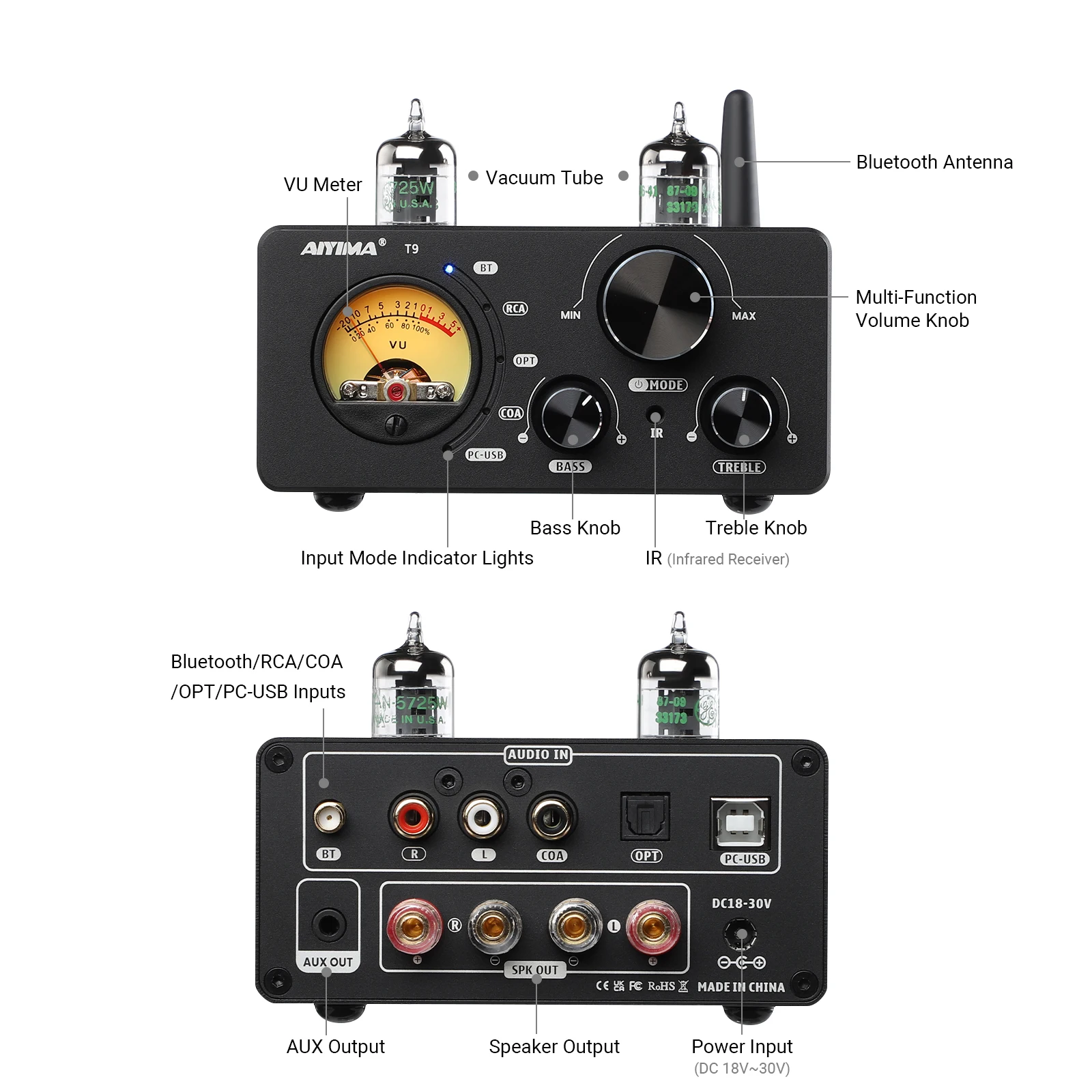 AIYIMA T9 100W HiFi Vacuum Tube Amplifier
