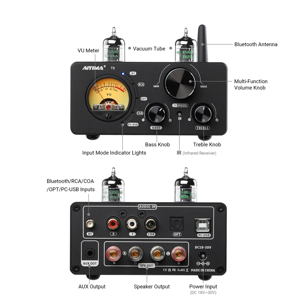 AIYIMA T9 100W HiFi Vakum Tüp Amplifikatör