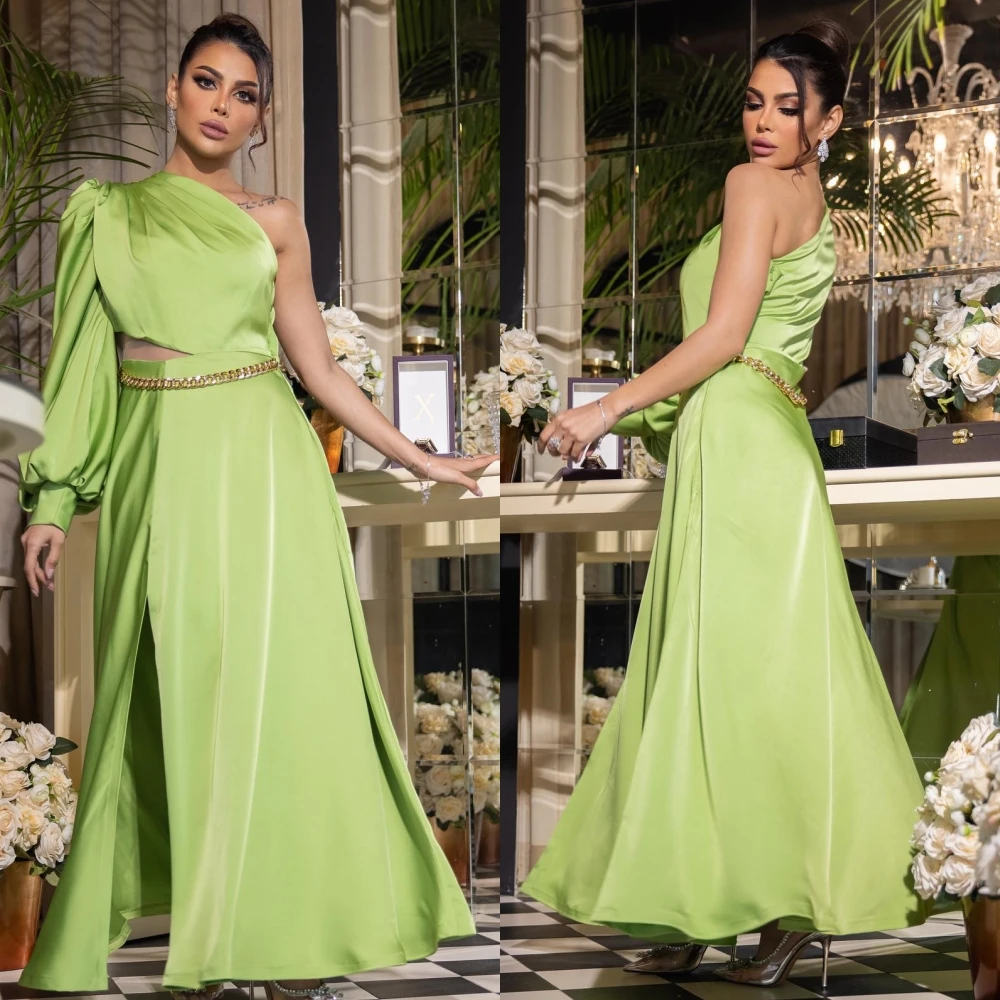 Disesuaikan Jiayigong kualitas tinggi Prom Satin selempang Homecoming A-line satu bahu Bespoke gaun acara gaun Midi