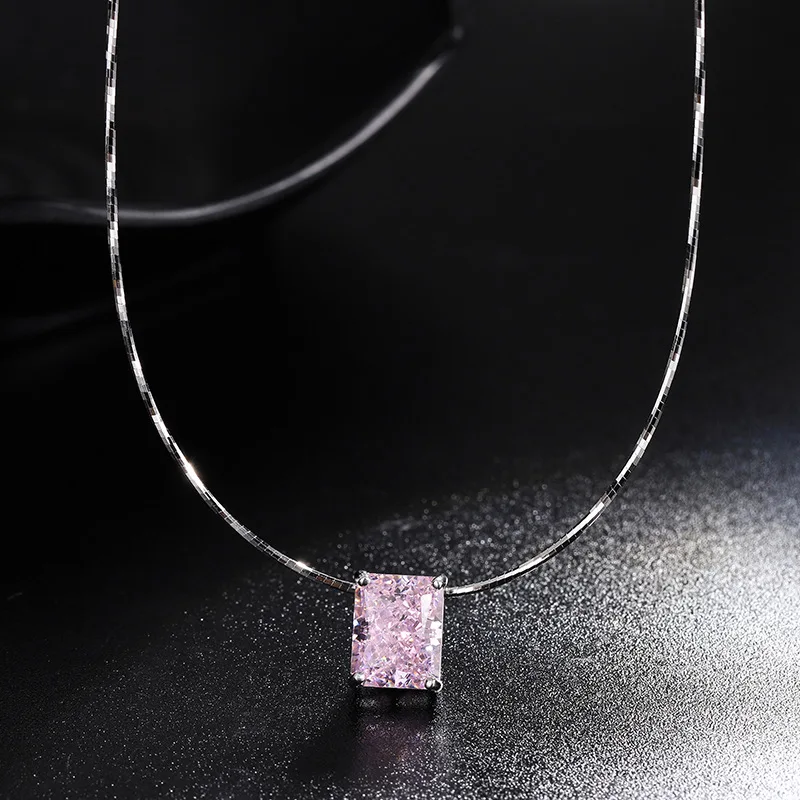 

New S925 Full Body Silver Live Hot Selling High Carbon Diamond Clavicle Chain Pendant Necklace Main Stone 8 * 10