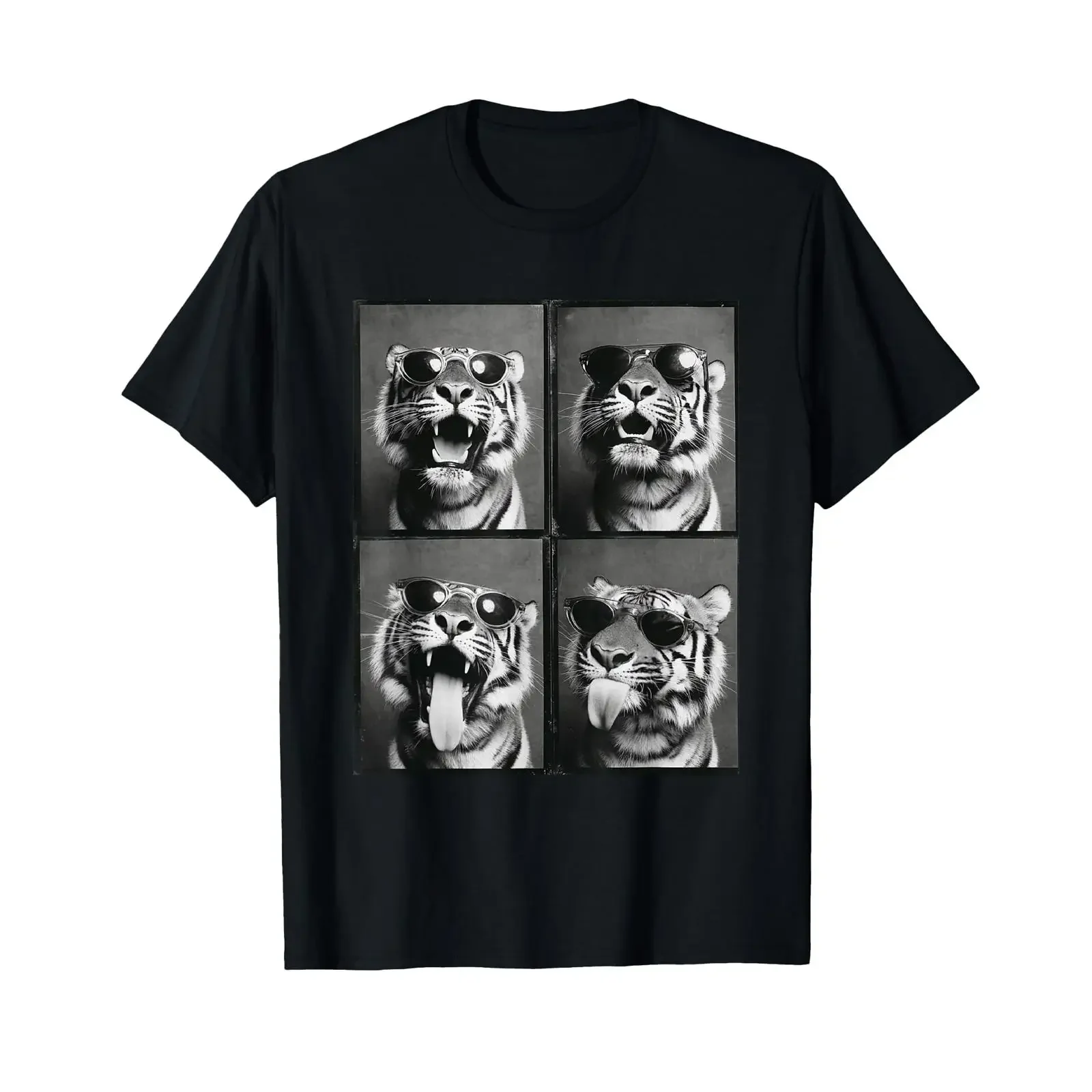 Tiger with Sunglasses Funny Animal Photo Booth T Shirt vintage Washed designer clothes Stylish Stretched Slightly streetwear