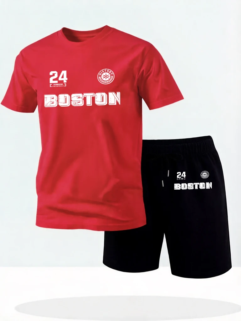 

Boston Number 24 Printing Cotton Classic Basics Tee Shirts For Men Set Soft 16 Color Tees Sport Summer Shorts Simple Clothing