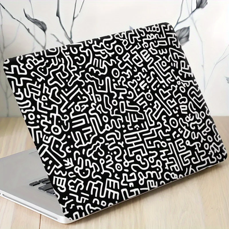 Pack of 3,1Spare,Fearless Black and White Labyrinth Pattern Laptop Sticker-Scratch Resistant Computer Case,Self Adhesive Durable