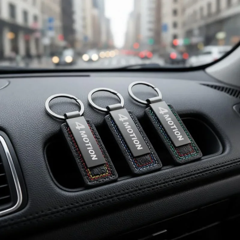 2026 Car Key Chain Fashion Business Gift for Volkswagen 4 Motion Logo Metal Leather Keychain Styling Auto Interior Decoation