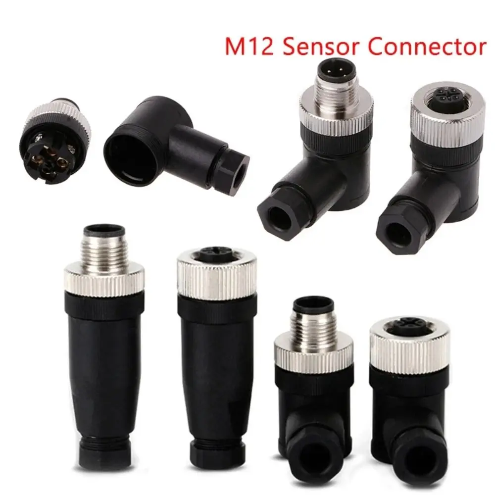 Male Female Socket M12 Sensor Connector Connector 4 5 8 Pin M12 Aviation Plug Waterproof Power Adapte Screw Threaded Coupling