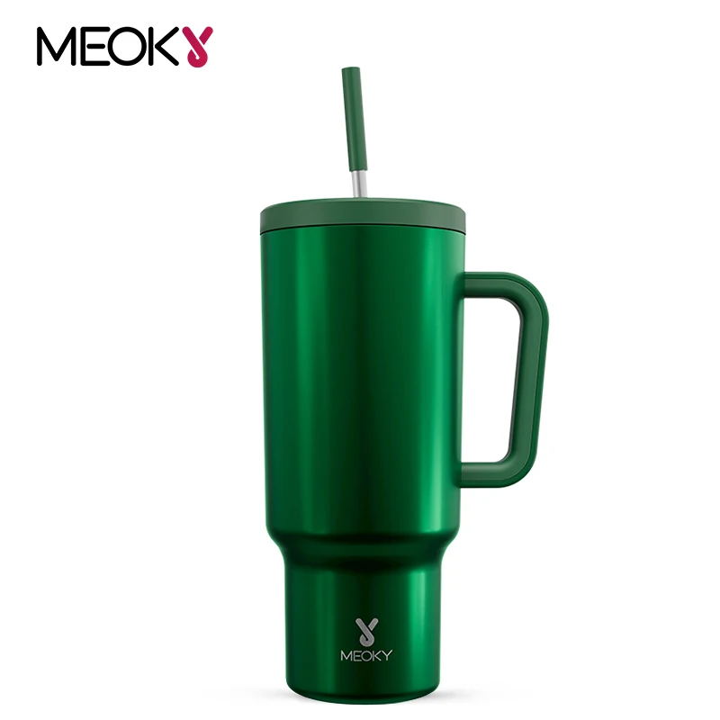 

Meoky 40oz Cup Large Capacity Tumbler Insulated Thermal Coffee Cup Stainless Steel Green Travel Car Mug Leak-Proof Water Bottle