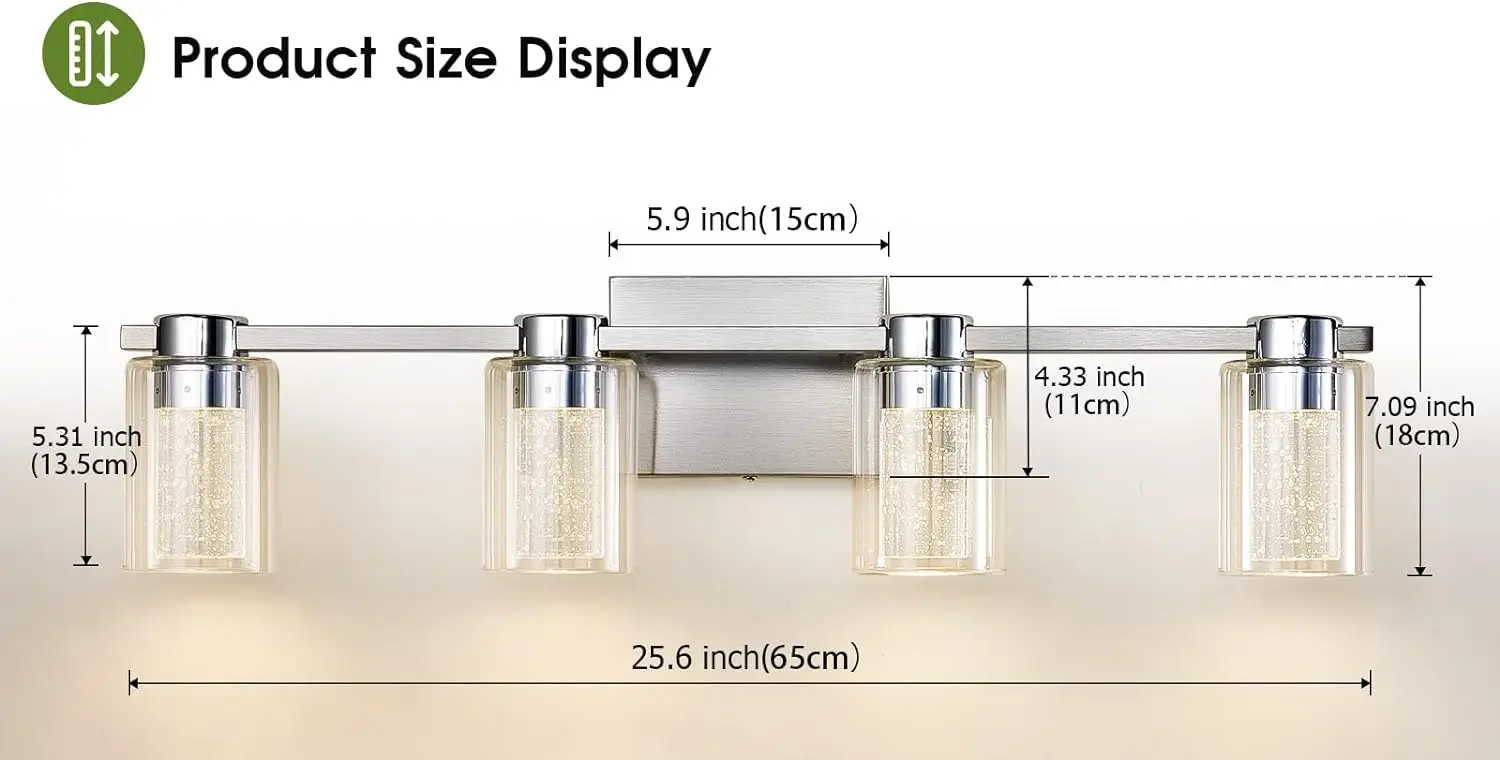 مصابيح زينة من النيكل المصقول للحمام ، مصابيح LED قابلة للإضاءة ، زينة كريستال حديثة ، تركيبات 4 إضاءة