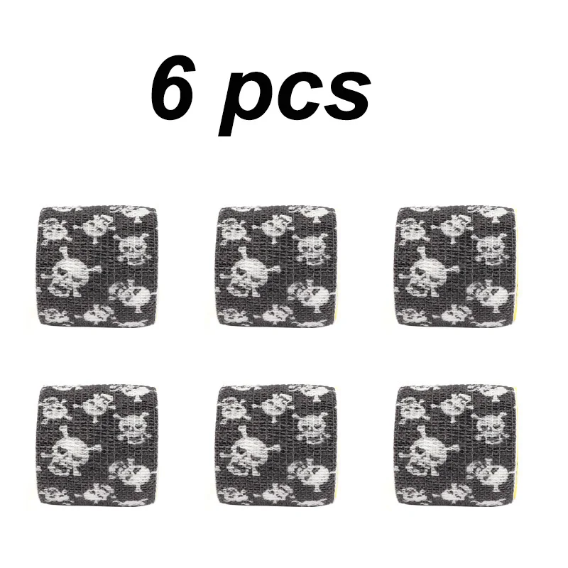 1/6/10 pcs 2024 New Skull Head Tattoo Handle Bandage Anti slip Sports Non woven Fabric Waterproof Self adhesive Elastic Bandage