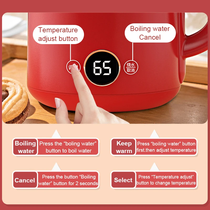 Temperature Control Keep-Warm Electric Kettle Stainless Steel Thermostat Hot Water Heating Boiler Thermos Bottle Tea Pot Heater