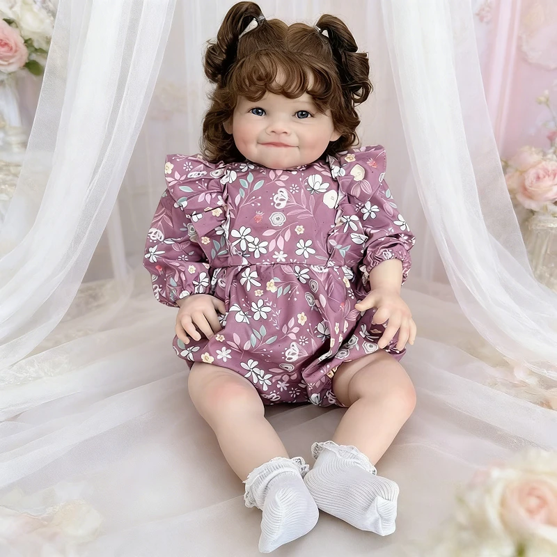 

60cm Soft Cotton Body Girl Raya Rooted Curly Hair Princess Baby with Blue Eyes