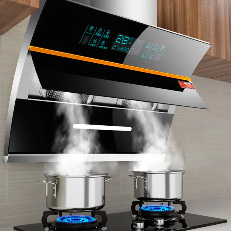 تصميم جديد 75/90 سنتيمتر طباخ كهربائي هود النازع عالية شفط الطاقة المطبخ شفاط المطبخ مع جدار جانبي زجاجي السعر المنخفض