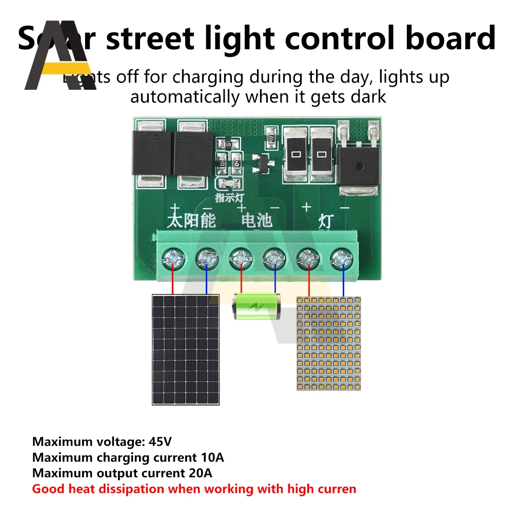 Circuito di controllo dell'illuminazione stradale solare DC 6-45V Luce a LED Scheda di azionamento completamente automatica Interruttore della luce Regolatore di carica solare