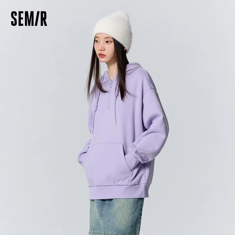 Semir هوديي المرأة منتصف طول إلكتروني طباعة الشتاء فضفاض الصوف قمم للمرأة الخريف الملابس قاعدة البلوز