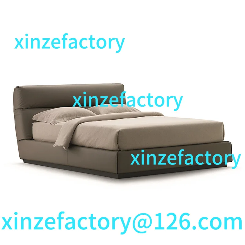 

Customizable Italian Minimalist Master Leather Villa Large Flat Double Bed