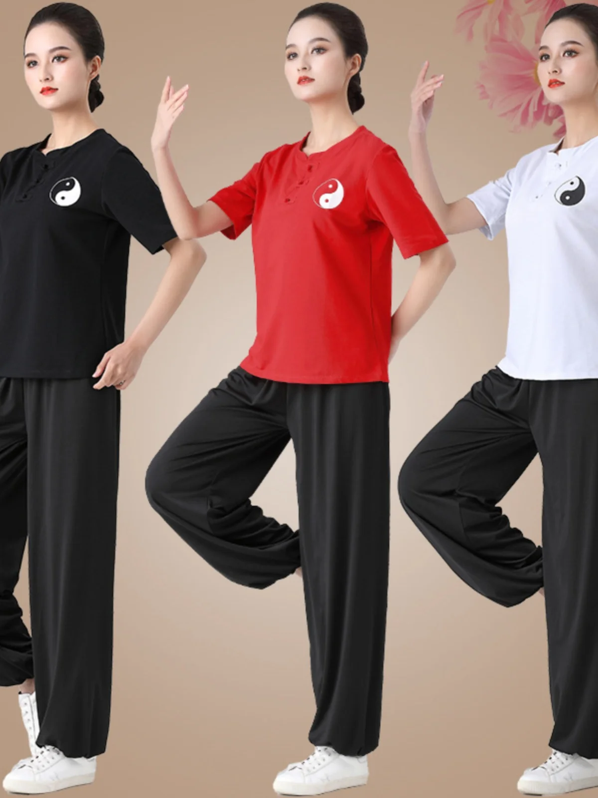 Tai Chi Practice Uniform Short Sleeve Martial Arts Clothing Men's Women's Summer New Style Tai Chi Training Pants Fitness Spo...