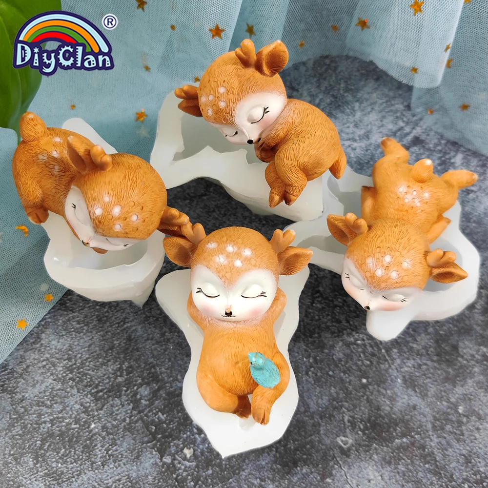 Sika Deer Chocolate Silicone Mold For Creative 3D Fawns Christmas Candle Soap Making Animal Clay Cake Decorative Tools Mastic