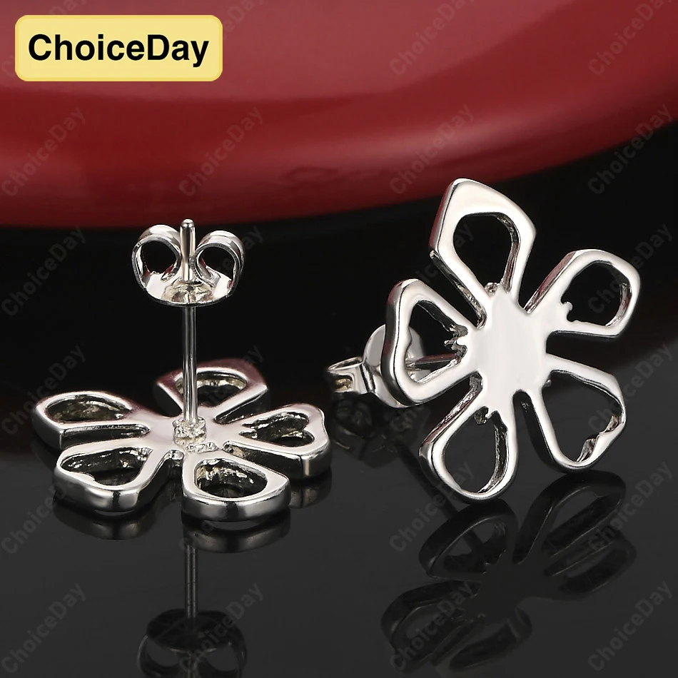 

ChoiceDay 925 Sterling Silver Delicate Flower Earrings Women Fashion Wedding Accessories Jewelry
